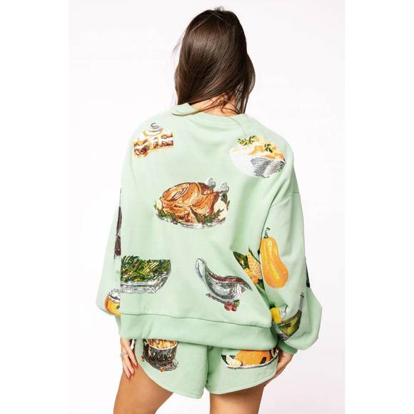 NEW QUEEN OF SPARKLES queen of turkey sweatshirt in mint - Picture 5 of 7